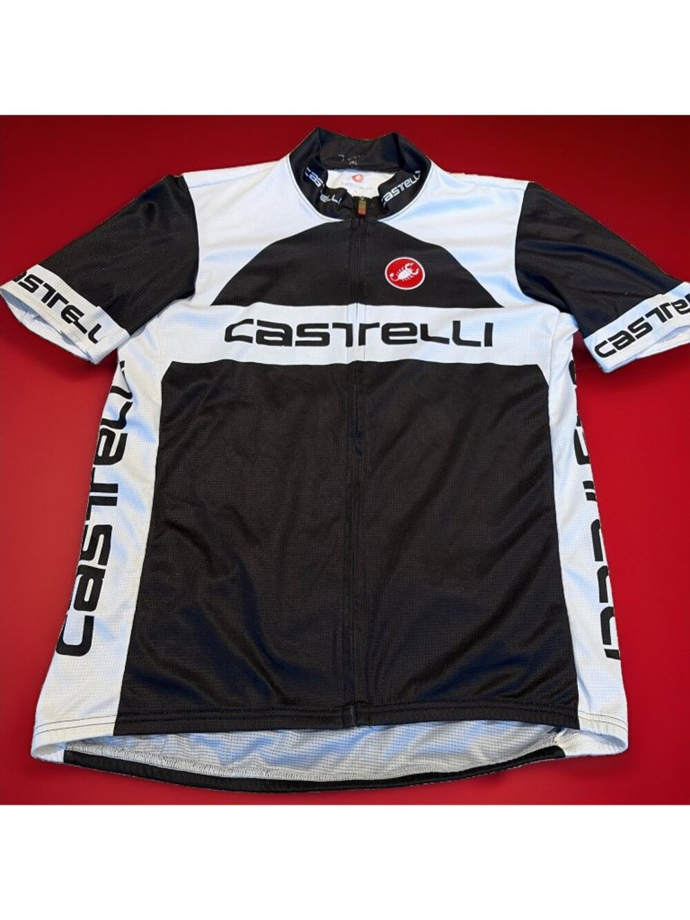 Castelli Men’s Wind Stopper Cycling Jersey Size XL Black & White Zip Front